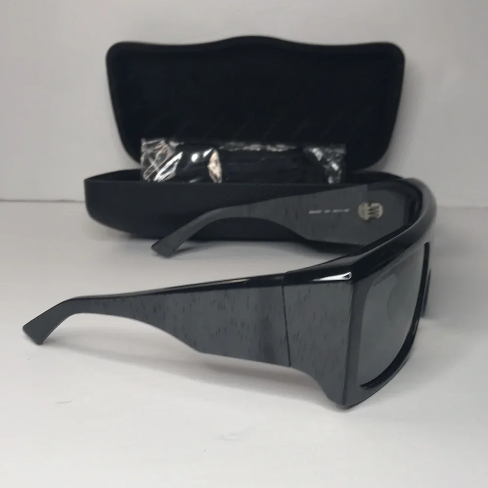 New Authentic Balenciaga Black BB0002S Shield Sunglasses